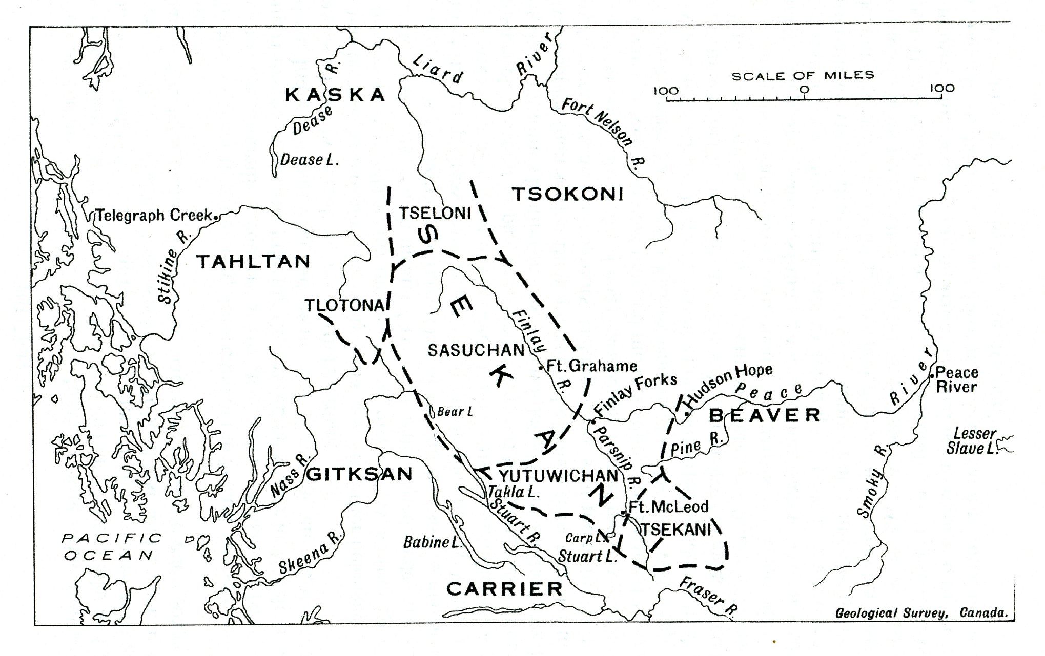 Diamond Jenness 1921-1924 map
